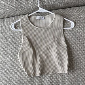 Babaton Beige Ribbed Tank Top